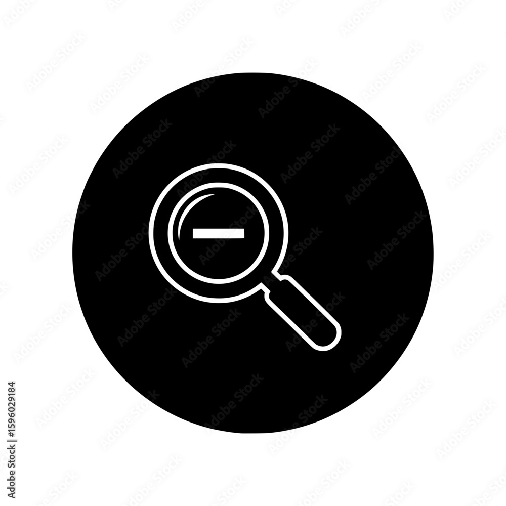 Poster a vector icon of a magnifying glass with a minus sign, representing the zoom out function for user i