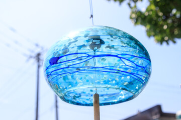 Japanese Glass Wind Chime in Blue