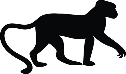 Black and White Monkey Silhouette