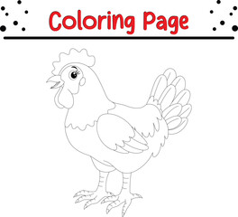 Hen Farm animal Coloring Page for kids