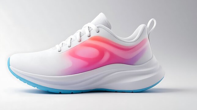 Sleek Athletic Shoe With Gradient Coral And Purple Design