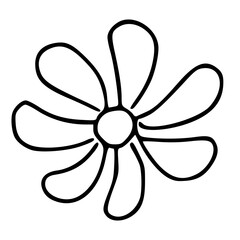 Handdrawn round flower with radiating petal lines