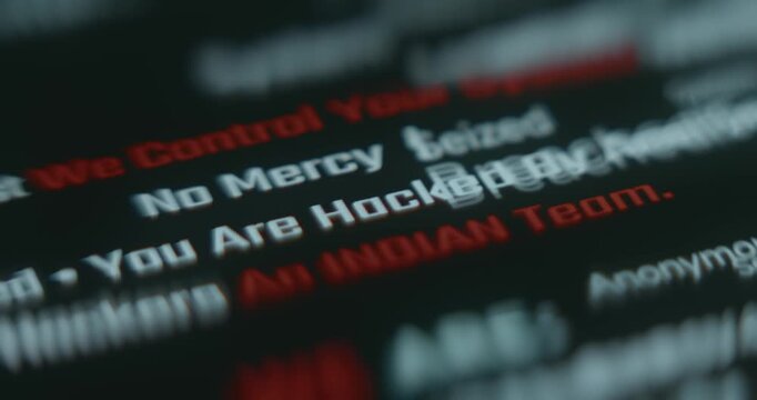Threatening message from a group of hackers suggesting a system compromise