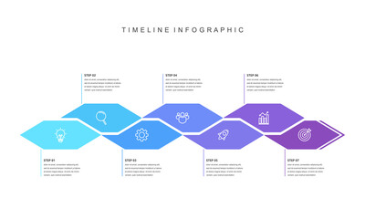 Business road map timeline infographic concept. with icons and 7 steps. Can be used for workflow layout, icons, diagram, report, web design Creative. marketing data. Vector illustration