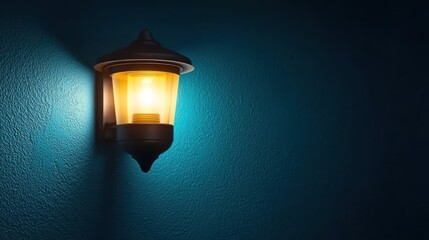 Elegant outdoor lighting illuminating a textured blue wall at night creating ambiance
