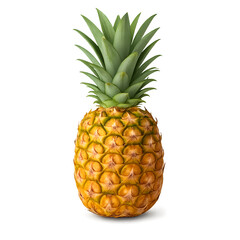 Fototapeta premium Ripe Pineapple with Green Crown on Transparent Background