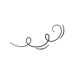 Doodle wind line sketch vector. Hand drawn doodle wind motion, air blow, swirl element