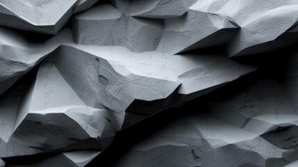 Abstract geometric texture of light grey stone with sharp shadows and rough surface