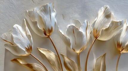 Dried Tulip Arrangement In Gold And White