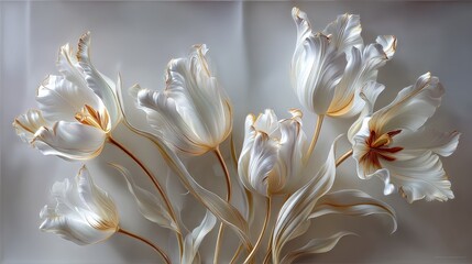 Ornate White Tulips With Gold Accents