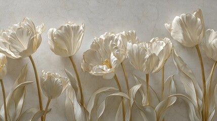 Elegant White Tulips With Gold Accents