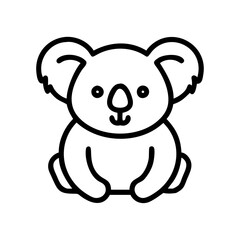 Obraz premium Cute cartoon koala sitting with a friendly expression on white background 