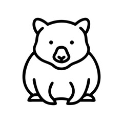 Fototapeta premium Cute wombat illustration with simple outline in black and white 