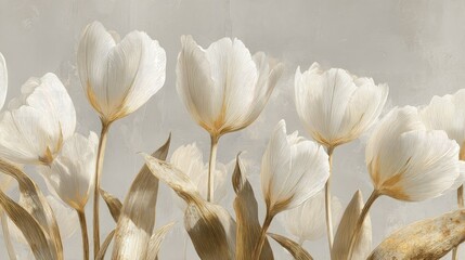 Elegant Gold And White Tulip Flowers Design