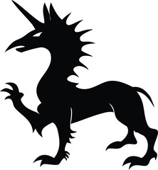 Fototapeta premium Dragon Unicorn Lion Hybrid Silhouette
