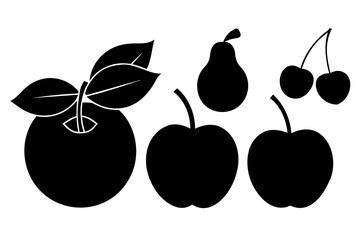 Vector art of silhouette of set of fruits