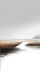 Misty Beach Landscape With Subtle Colors