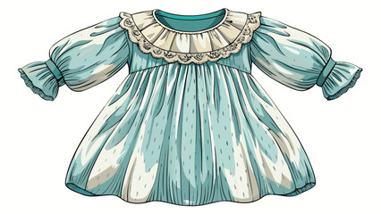 This smocked cotton dress with puff sleeves features delicate stitching and graceful structure. The clean white backdrop enhances its cozy, romantic vibe, ideal for a semi-realistic vector scene.

