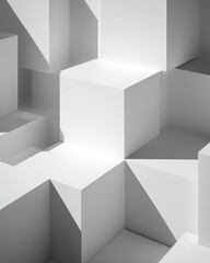 Abstract Geometric Cube Composition In White