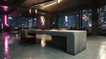 Cyberpunk Futuristic Office Interior