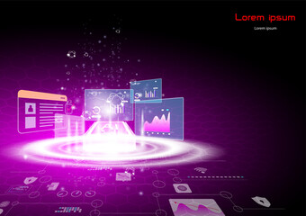 Power AI for analysis big data concept,hitecth technology abstract background with drak background.futuristic style vector