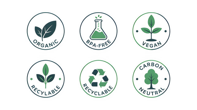 Eco-friendly product labels promoting sustainable and environmentally conscious choices and practices