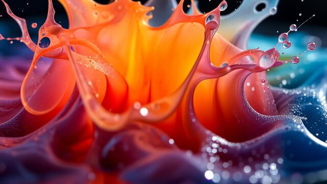 Vivid Abstract Fluid Dynamics with Bright Color Splash Effects