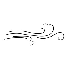 Wind blowing line icon. Windy, storm, breeze weather design