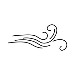 Wind blowing line icon. Windy, storm, breeze weather design