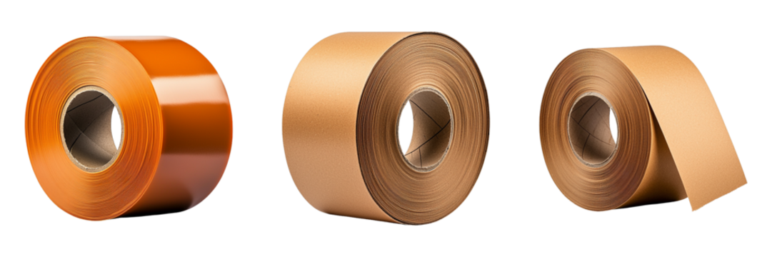 Rolls of colored adhesive tape in various finishes