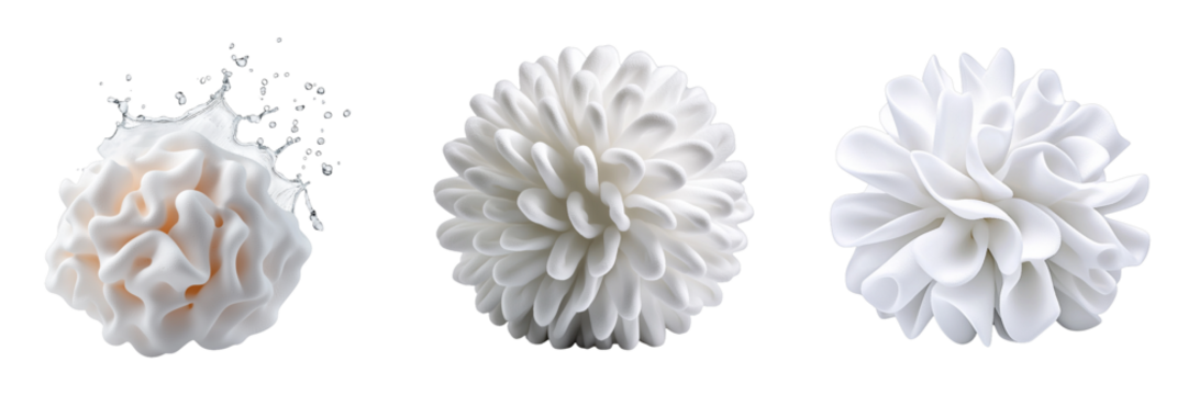 Artistic white foam textures on a black background