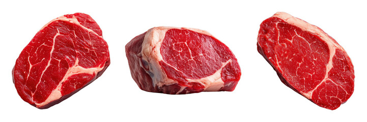 Obraz premium Fresh cuts of beef showcasing marbling and texture