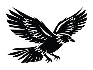 Flying Bird Silhouette with Spread Wings Illustration