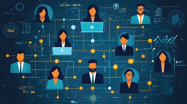 Leadership and management infographics showing organizational charts team performance decision-making corporate structure management strategies statistics visualization