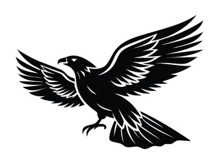 Flying Bird Silhouette with Spread Wings Illustration