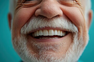 Obraz premium Close-up of a happy senior man's smiling face.