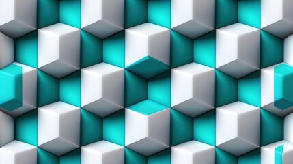 Obraz premium Abstract Cube Pattern with White and Teal Colors for Modern Background Design