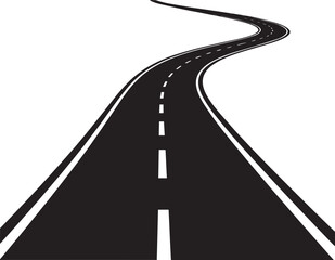 Flat Style Road Stretch Vector Illustration