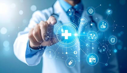 Doctor interacts with digital health interface