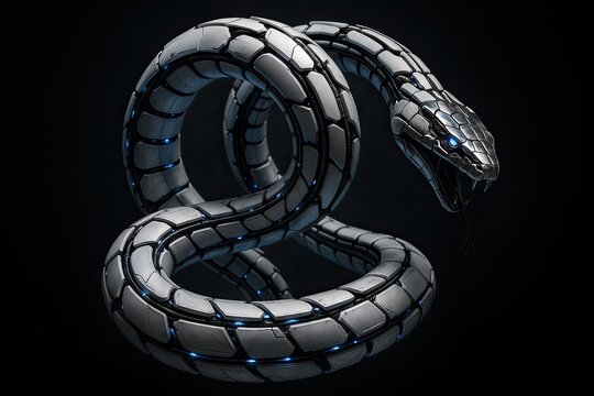 concept design of robot android snake isolated on black background