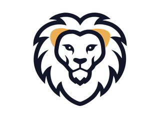 Obraz premium Bold Lion Head Logo Design for Brand Identity , A stylized, minimalist vector graphic of a lion's head. 