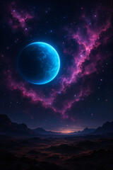 Magenta Glow Behind Alien Planet