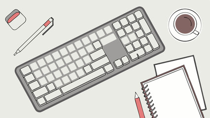 Flat Lay of Office Supplies on a Desk.