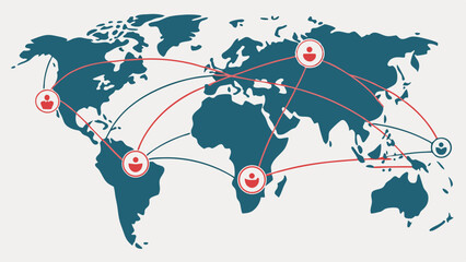 Global Network Connections with Person Icons.