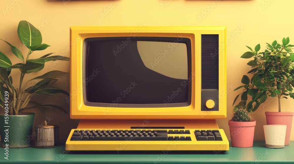 Wall mural retro old computer user interface,pink y2k computer window page and retro interface of pc screentren
