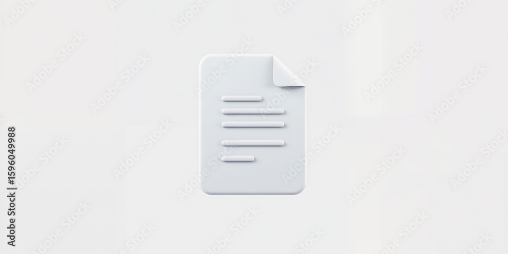 Fototapete a minimalist rendering of a white document with lines on a white background plain style on transpare