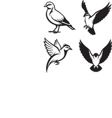 Obraz premium Bird Silhouette Vector Set – Flying Birds Line Art Illustration