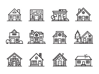 Elegant Duplex Home Vector Line Art