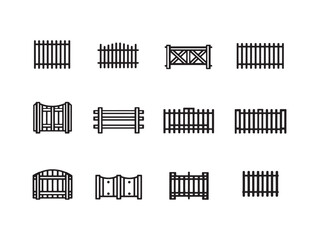 Elegant Fence and Gate Line Art