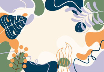 Flat Colorful Abstract Floral Frame